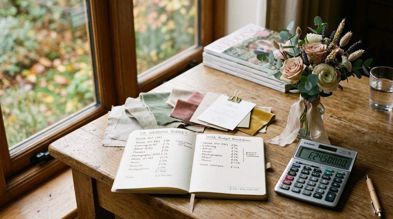 UK Wedding Cost 2026: Hitched vs Bridebook Compared — How the spend breaks down, editorial photography for Weddings Hub