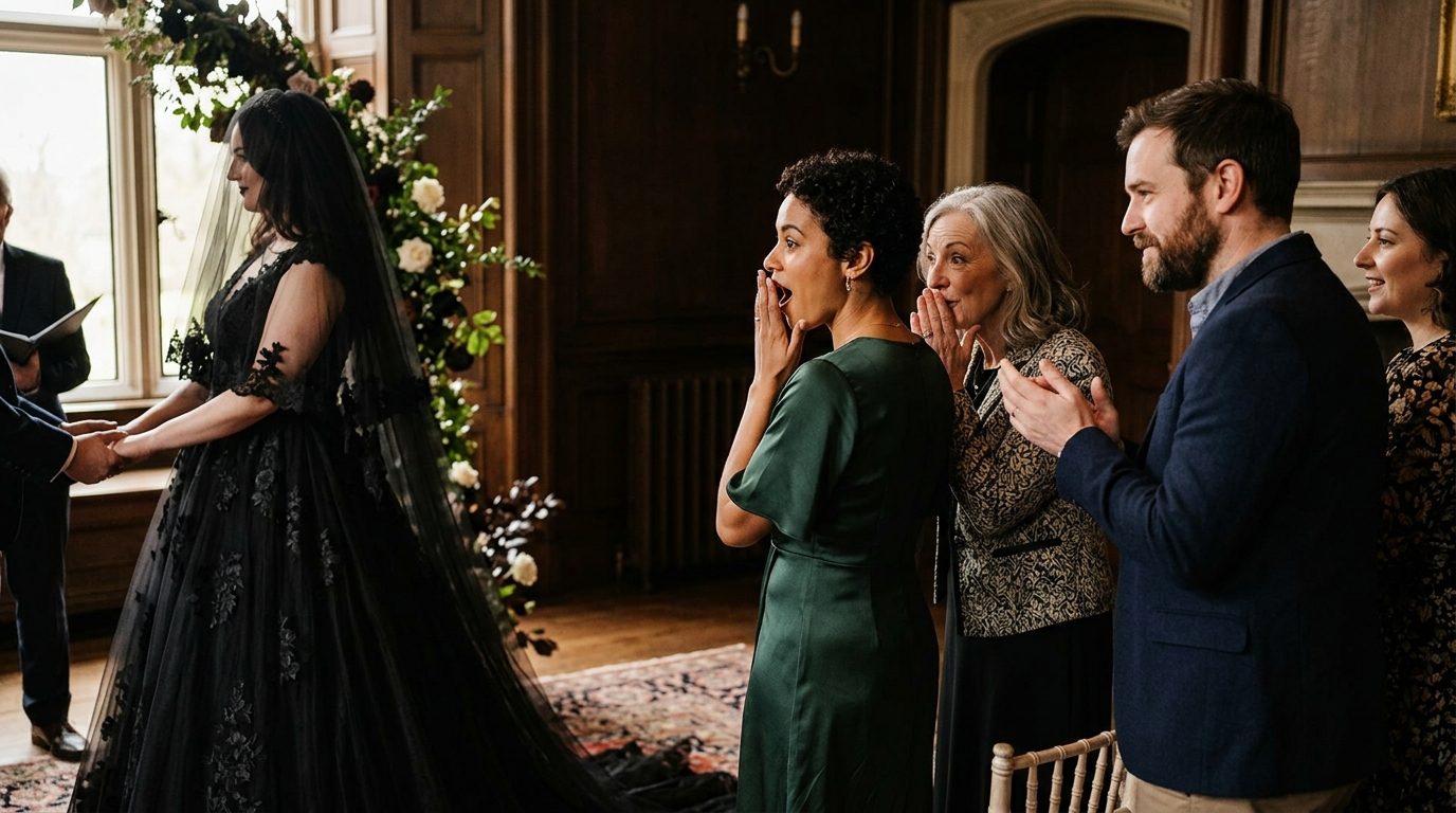 Reactions from family and guests for Black Wedding Dresses: The Gothic Bridal Trend