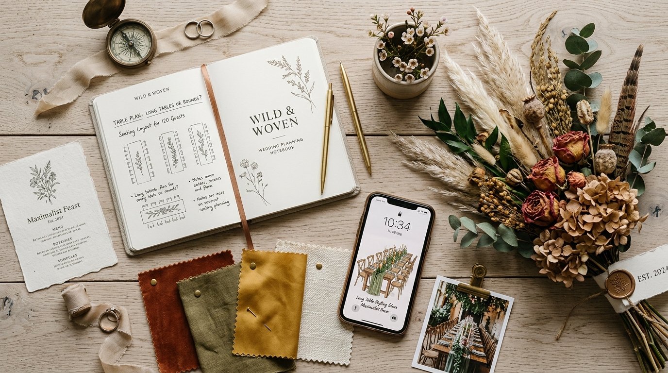 Botanical Maximalism: The Anti-Minimalist Wedding Trend — The long-table question, editorial photography for Weddings Hub