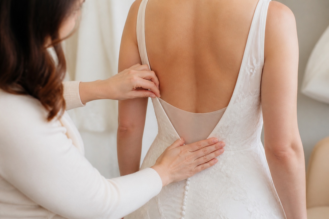 Bridal lingerie dress fitting