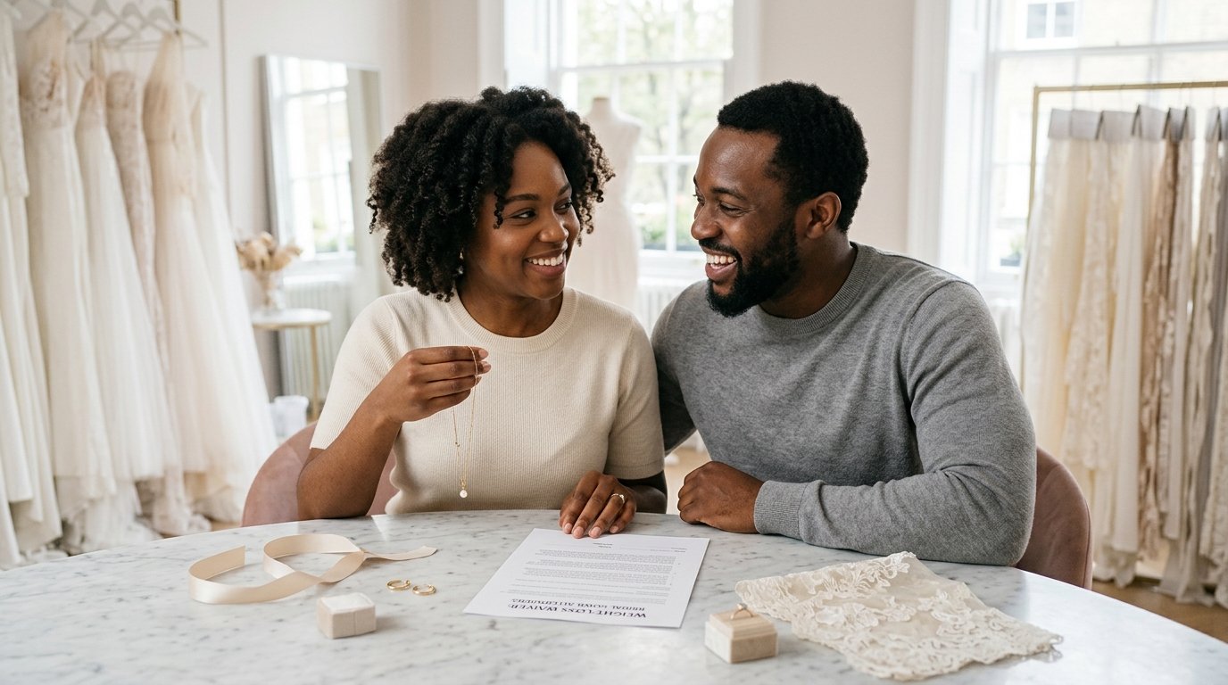 UK Bridal Shop Weight-Loss Waivers Explained — The conversation the waiver should trigger, editorial photography for Weddings Hub