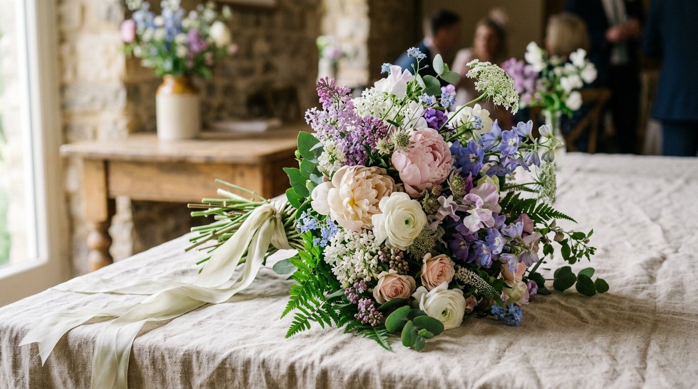 British Wedding Flowers in Season: May Guide — Seasonal bouquet combinations that work in May, editorial photography for Weddings Hub