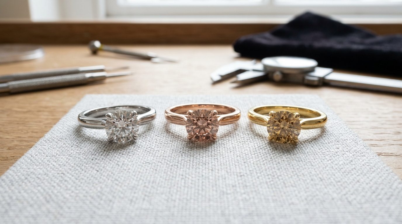 How metal changes the appearance for Champagne Diamond Engagement Rings: UK Guide