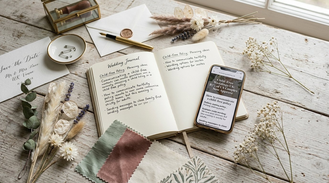 Child-Free Weddings UK: 87% of US Couples Now Approve — How to communicate a child-free policy, editorial photography for Weddings Hub