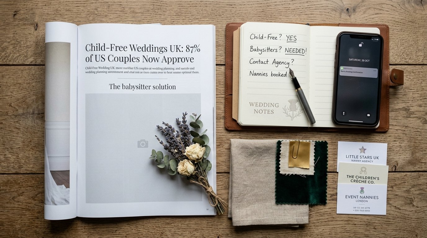 Child-Free Weddings UK: 87% of US Couples Now Approve — The babysitter solution, editorial photography for Weddings Hub