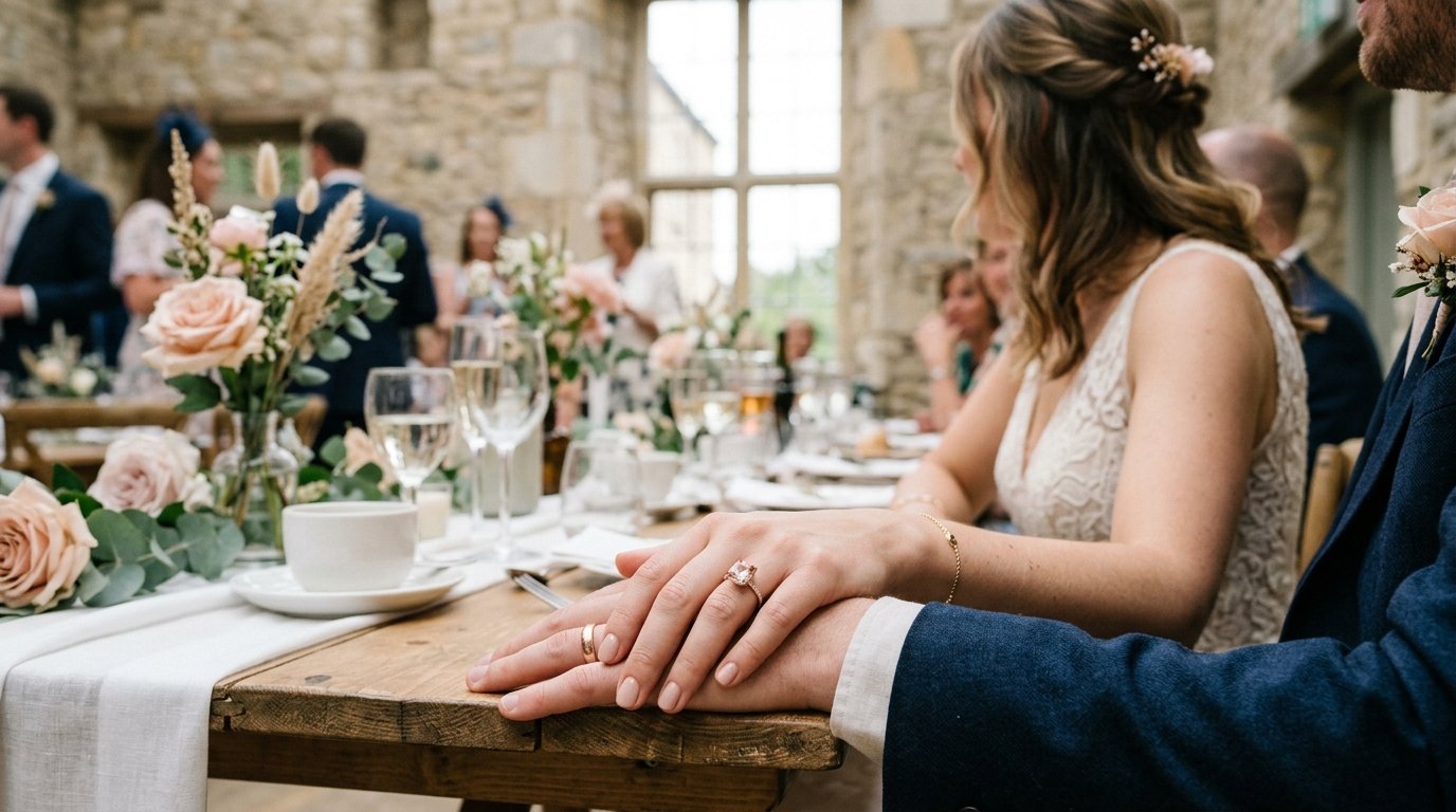 Coloured-Gemstone Engagement Rings: Sales Up 55% — Morganite — the rose gold match, editorial photography for Weddings Hub