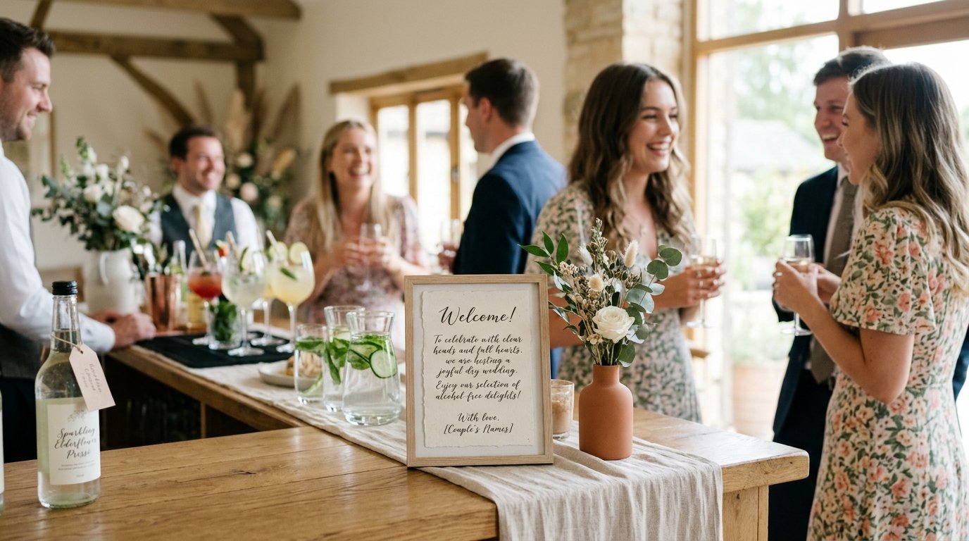Dry Weddings UK: Why Gen Z Couples Are Going Zero-Proof — Communicating the dry policy, editorial photography for Weddings Hub