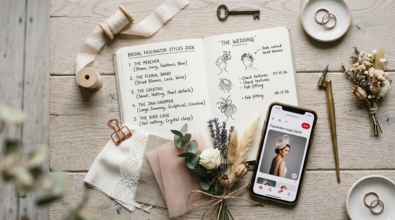 Bridal Fascinators Are Replacing Veils in 2026 — The five bridal fascinator styles in 2026, editorial photography for Weddings Hub