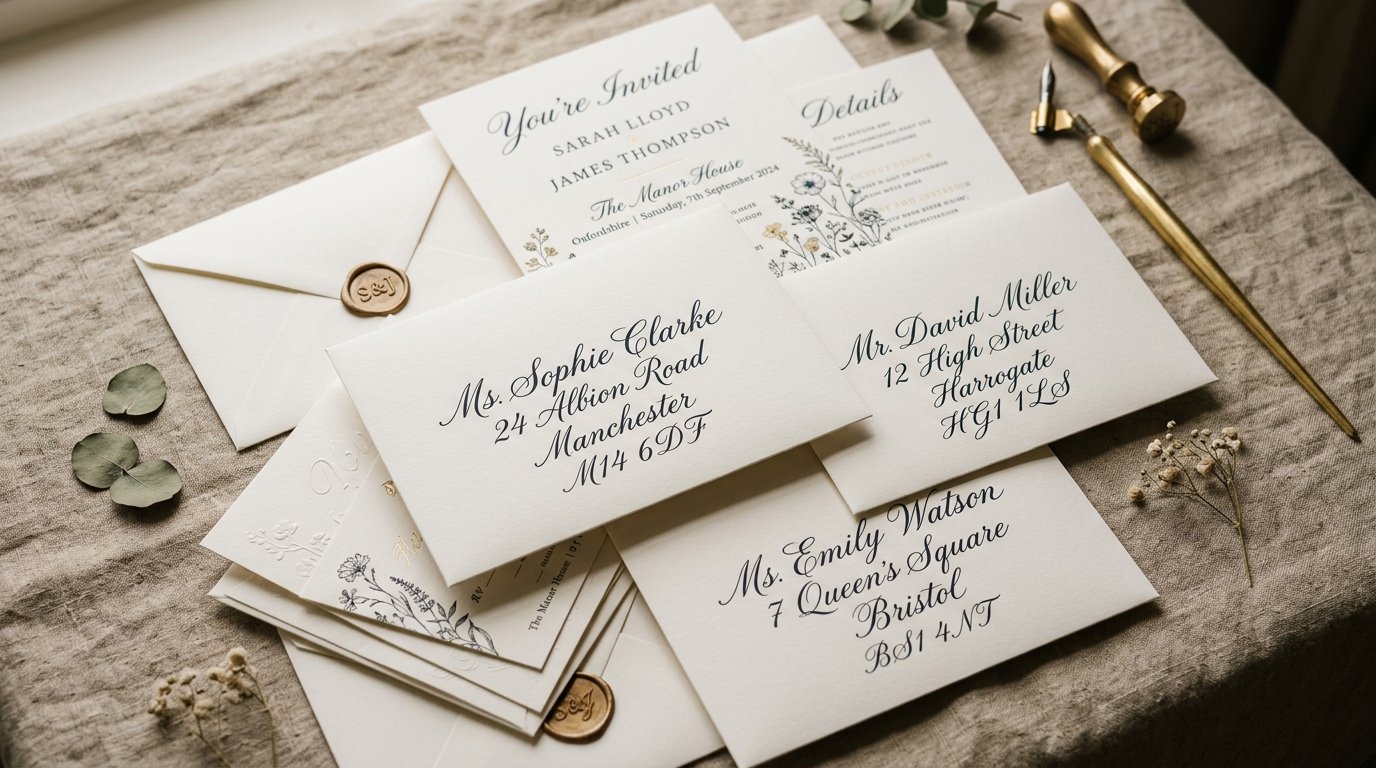 How to Address Wedding Invitations UK — Single guests, editorial photography for Weddings Hub