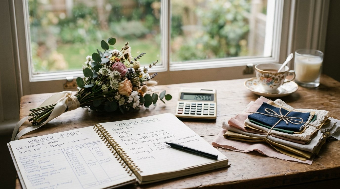 Is £50 Enough for a UK Wedding Gift in 2026? — When £50 feels light, editorial photography for Weddings Hub