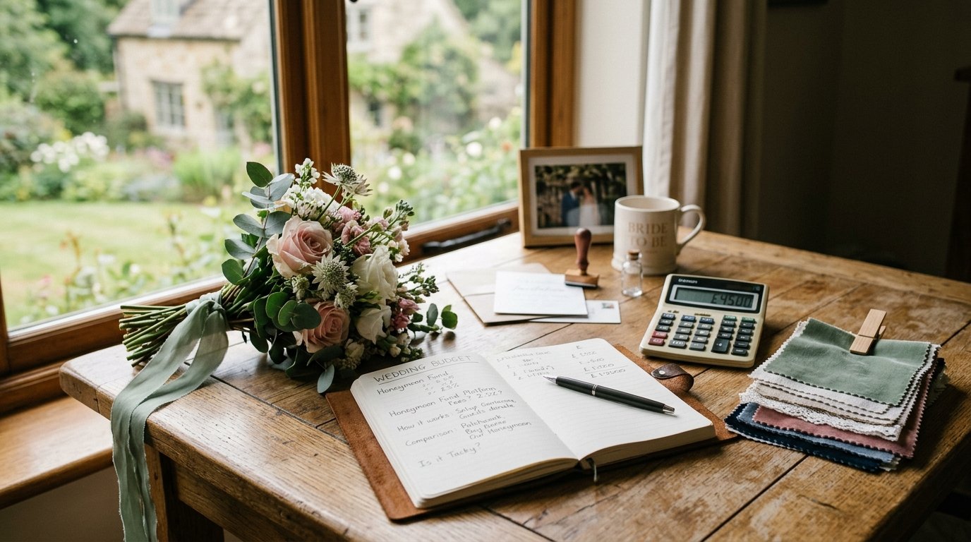 Is It Tacky to Ask for Money as a Wedding Gift? UK — Honeymoon fund platforms: what they cost and how they work, editorial photography for Weddings Hub