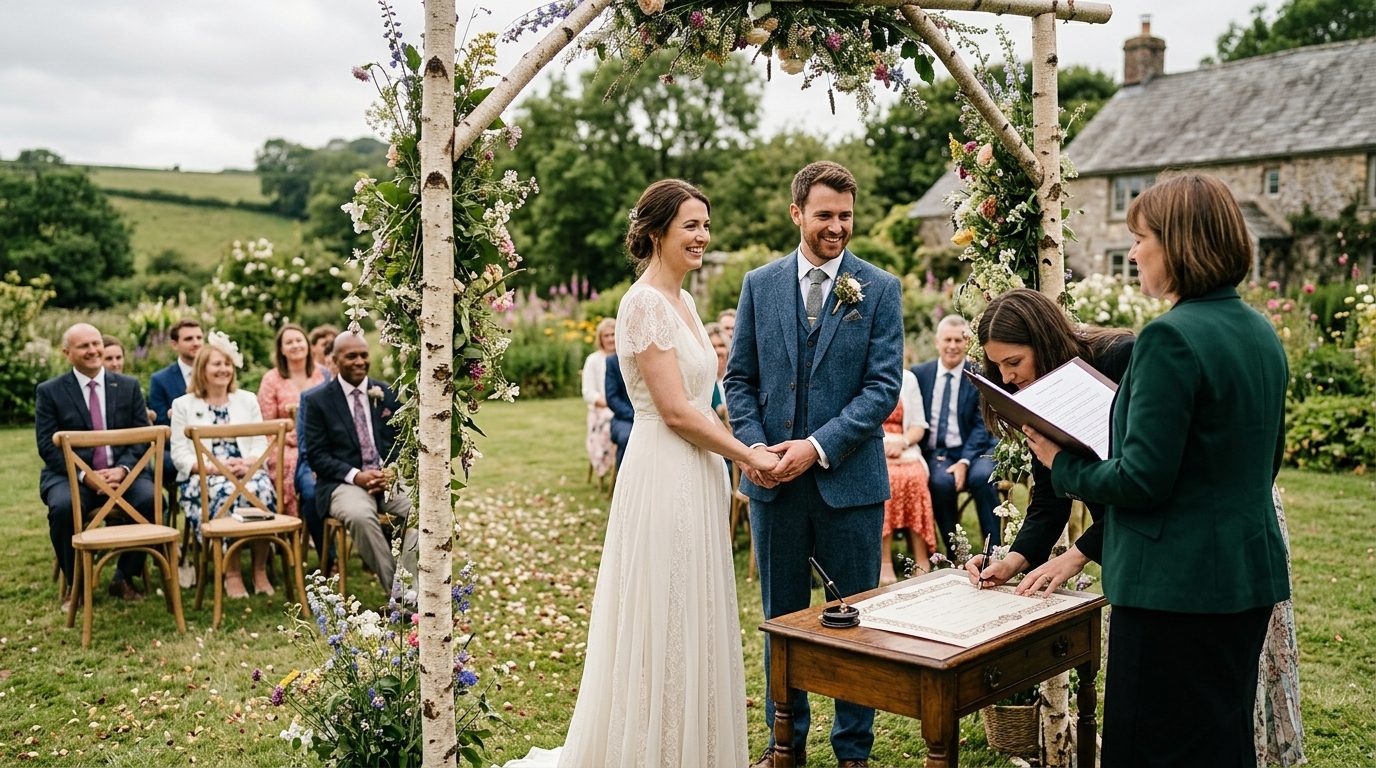 A couple considering flexible locations for their legal wedding ceremony