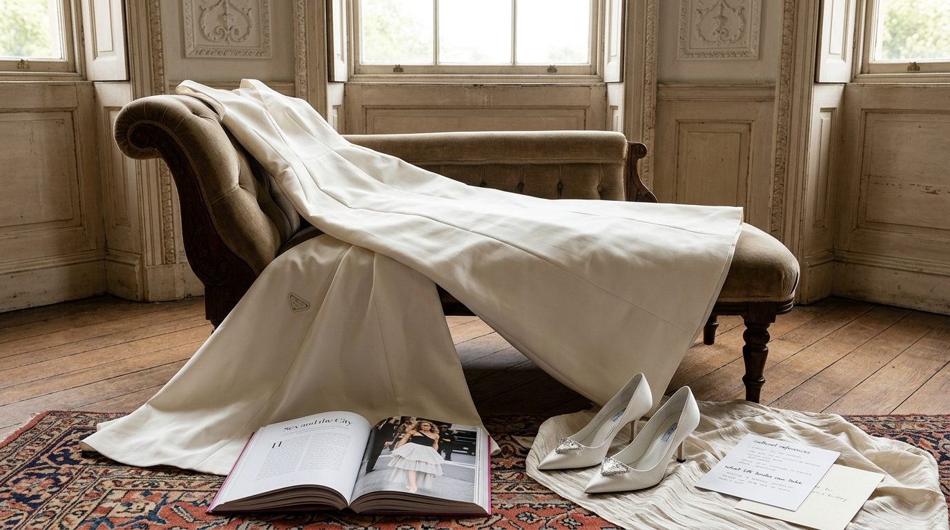 The Carrie Bradshaw parallel for Maya Hawke's Prada Wedding Dress: The Full Story