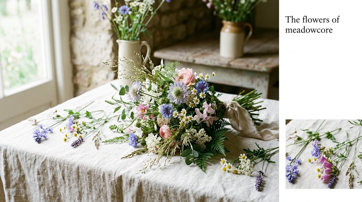 Meadowcore Wedding Florals: The Wild 2026 Trend — The flowers of meadowcore, editorial photography for Weddings Hub