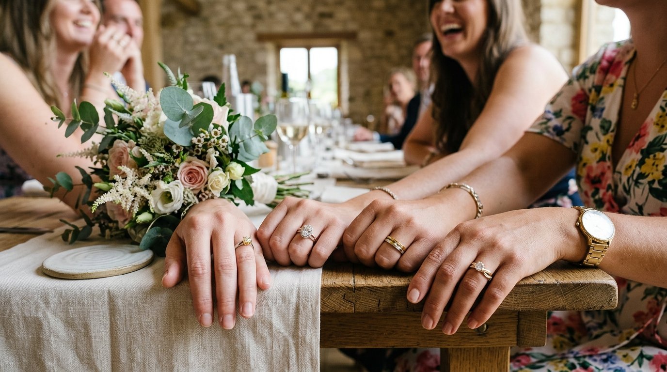 Mixed Metal Engagement Rings: Two-Tone UK Guide — The four main two-tone configurations, editorial photography for Weddings Hub