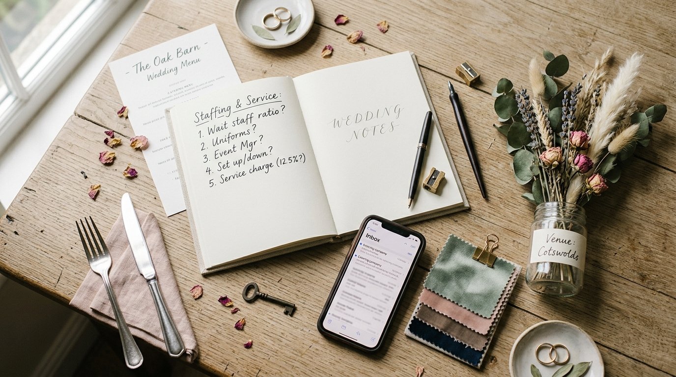 Questions to Ask Your Wedding Caterer — Staffing and service, editorial photography for Weddings Hub