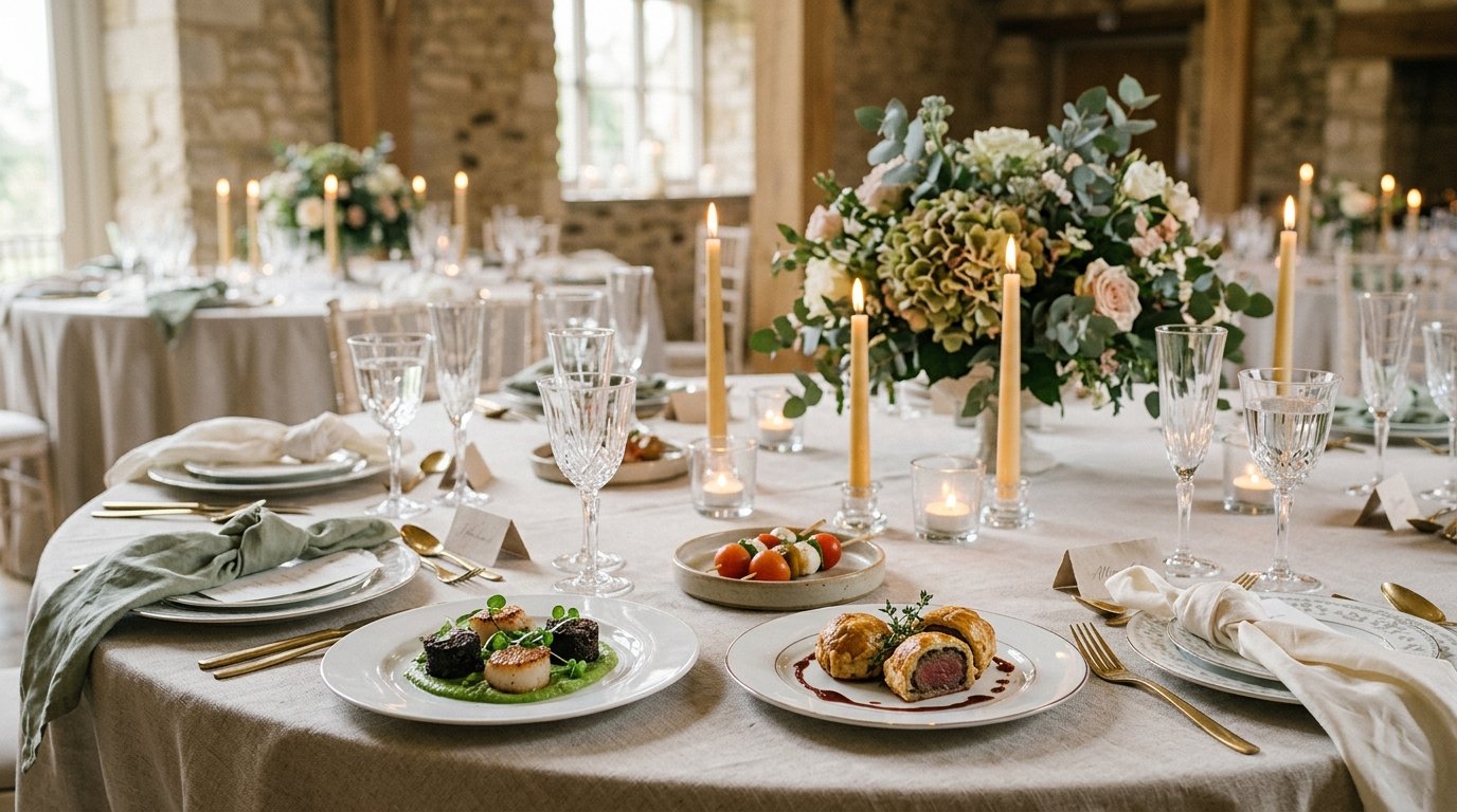 Questions to Ask Your Wedding Caterer — Caterer comparison table, editorial photography for Weddings Hub