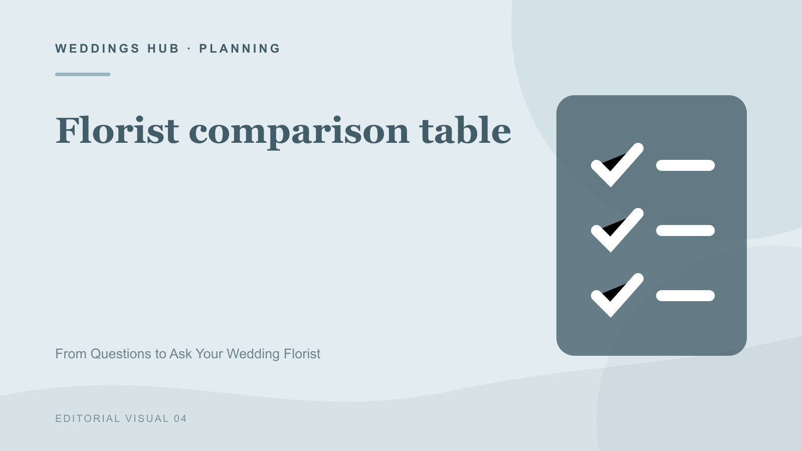 Illustrated guide to Florist comparison table in Questions to Ask Your Wedding Florist