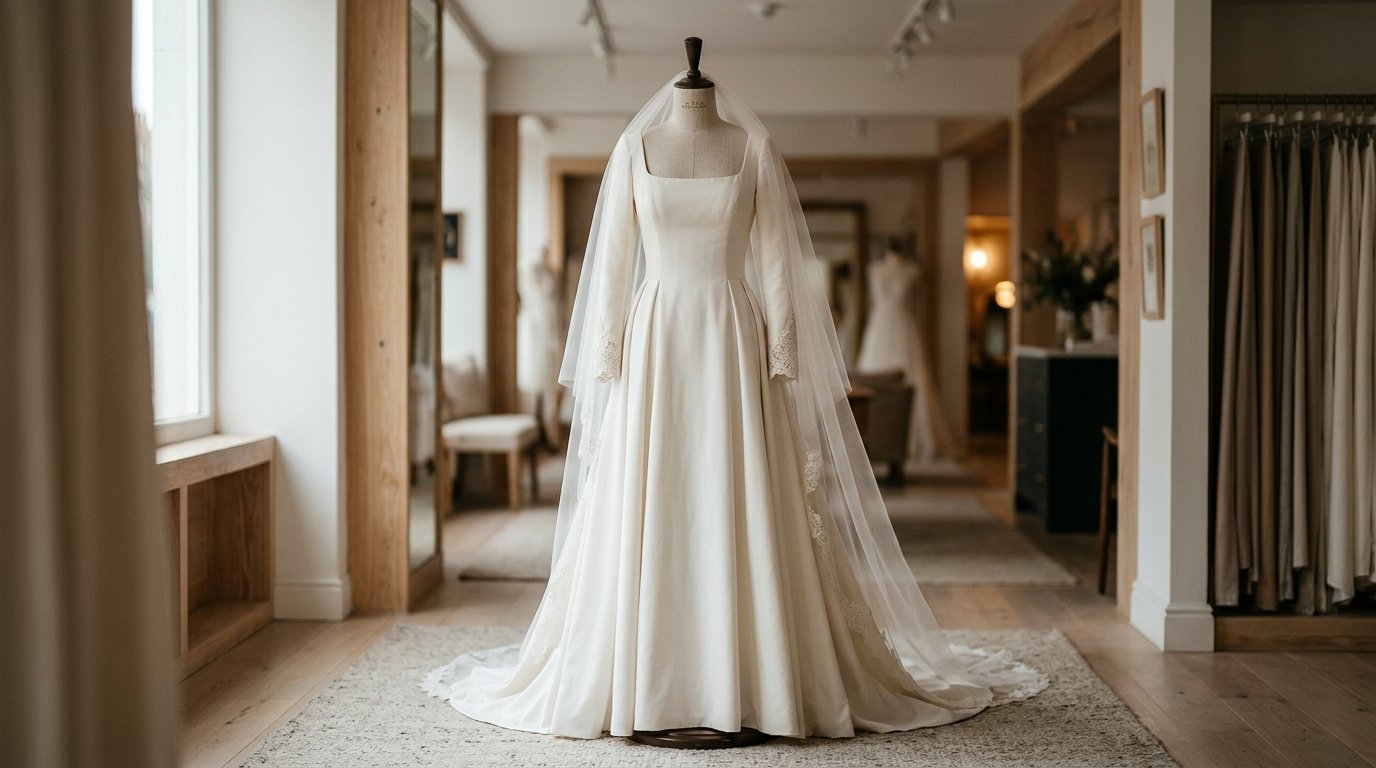 Selena Gomez & Benny Blanco Wedding: The Two Gowns — The first gown: Ralph Lauren ceremony dress, editorial photography for Weddings Hub