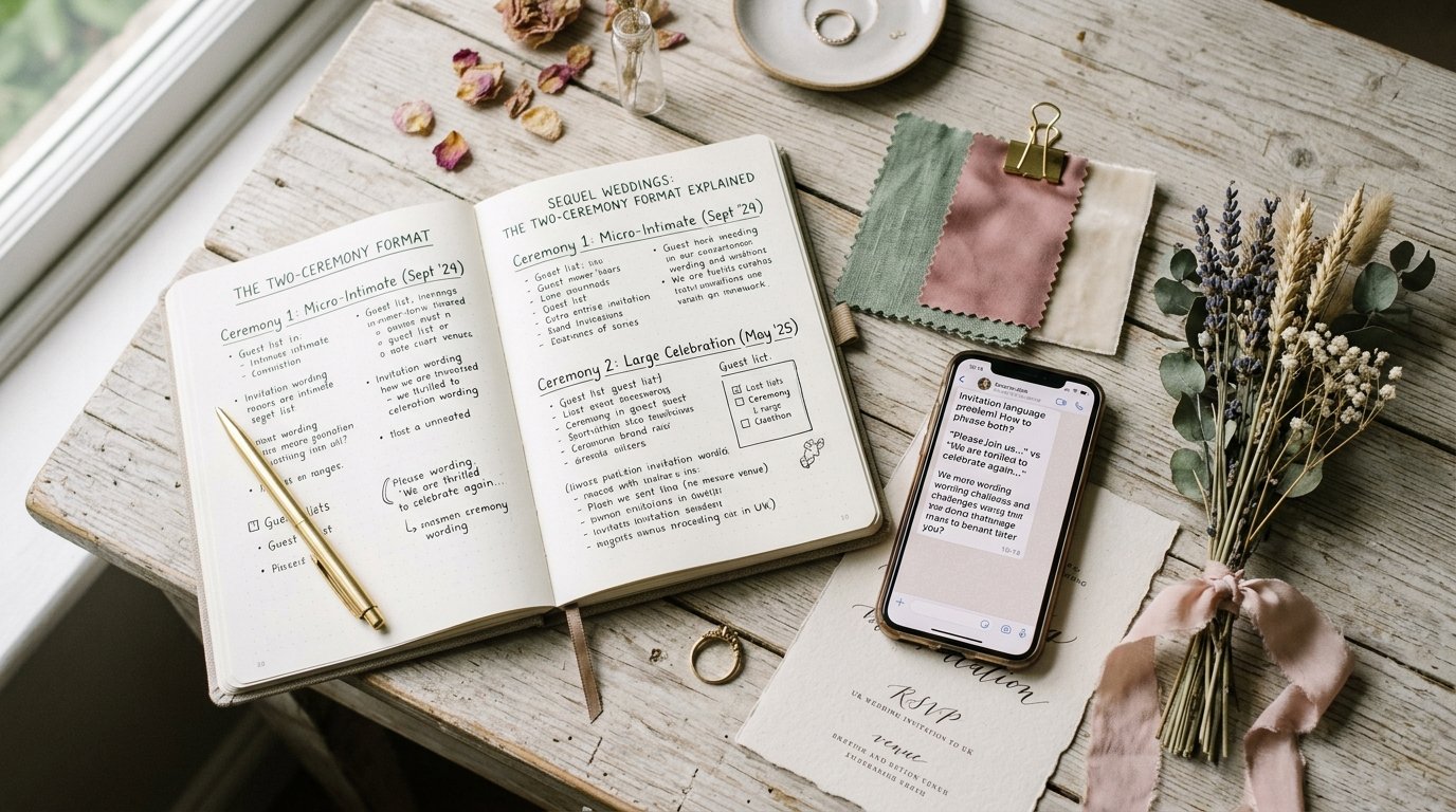 Sequel Weddings: The Two-Ceremony Format Explained — The invitation language problem, editorial photography for Weddings Hub