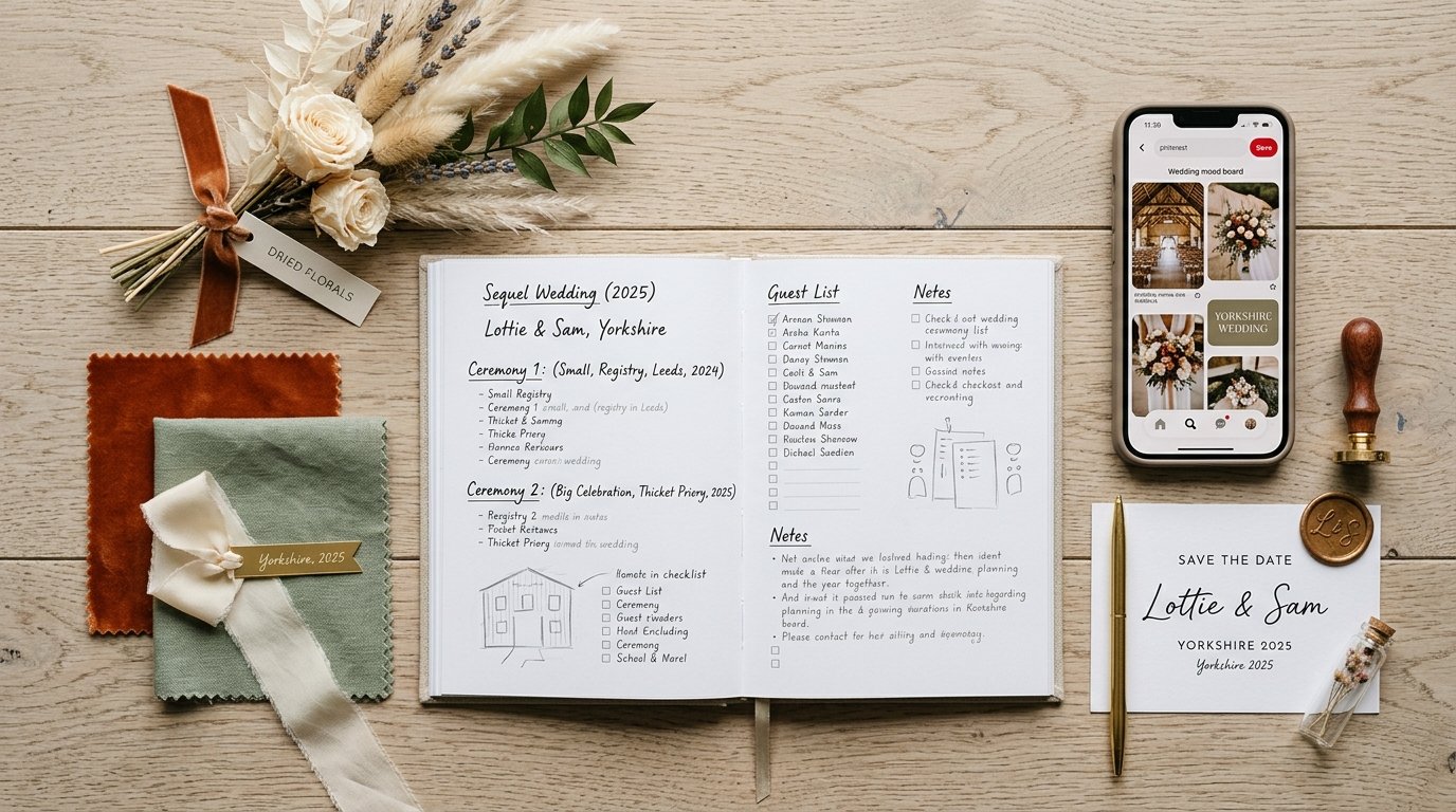 Sequel Weddings: The Two-Ceremony Format Explained — A real example: Lottie and Sam, Yorkshire, 2025, editorial photography for Weddings Hub