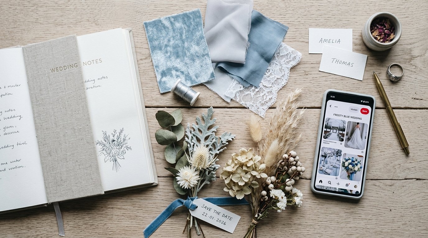 Subzero Sophistication: The 2026 Frosty Blue Palette — Styling across the wedding, editorial photography for Weddings Hub