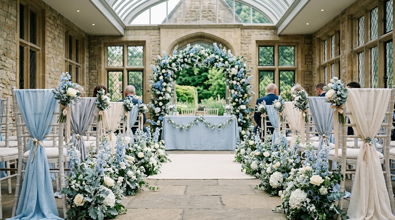 Subzero Sophistication: The 2026 Frosty Blue Palette — The Subzero palette in summer, editorial photography for Weddings Hub