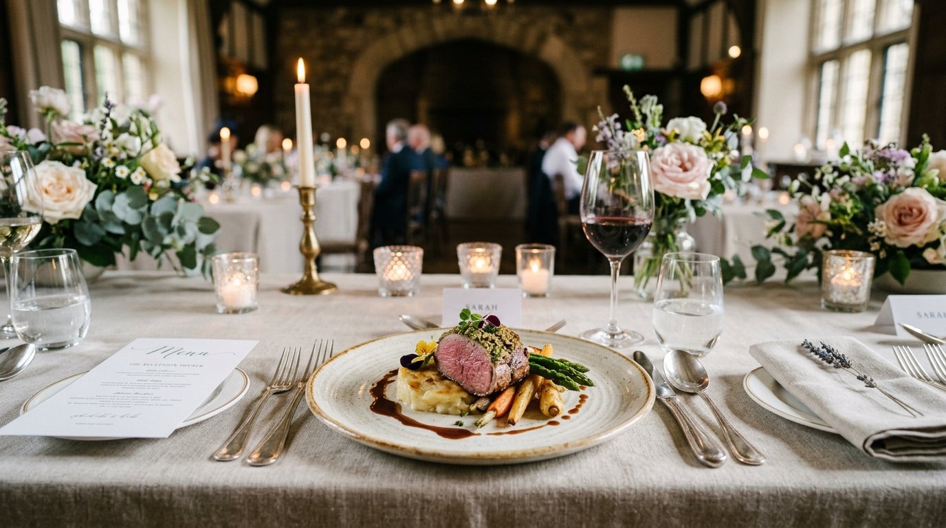 UK Wedding Spend Per Guest: Why It Hits £272 — What the food and drink share looks like, editorial photography for Weddings Hub