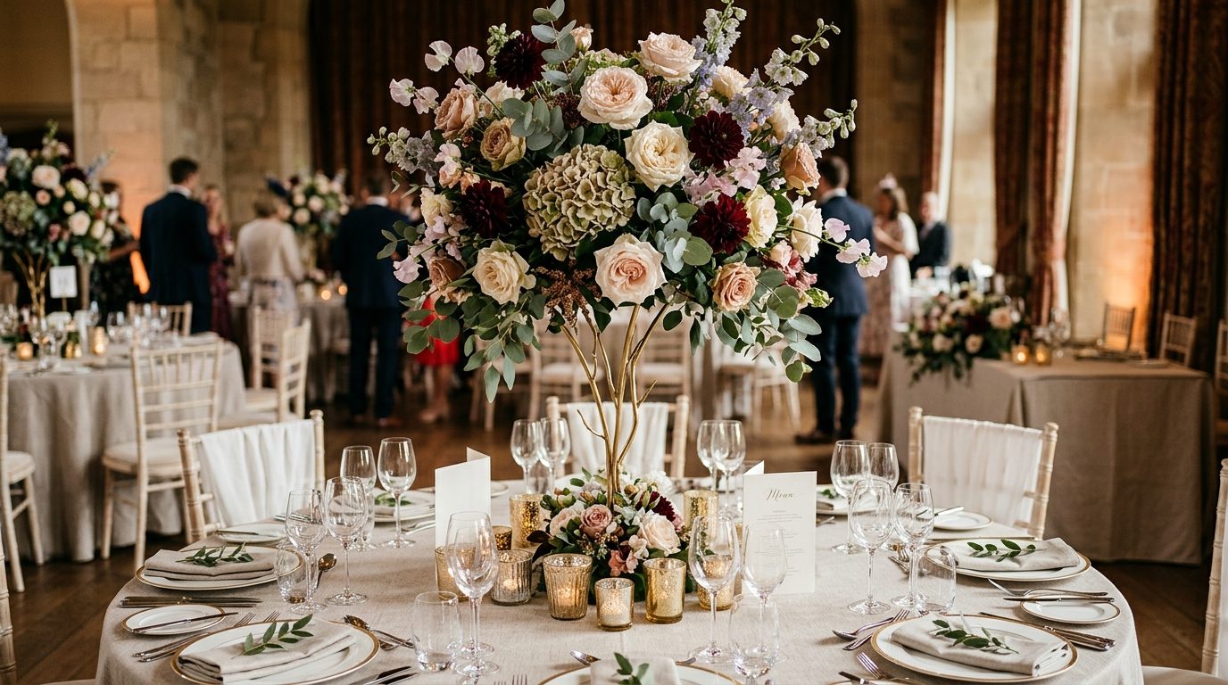 Statement centrepieces (£50-100+ per table) for Wedding Centrepiece Ideas on Every Budget