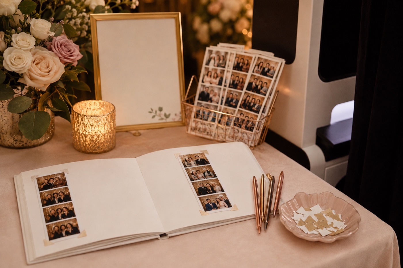 Wedding photo booth print station