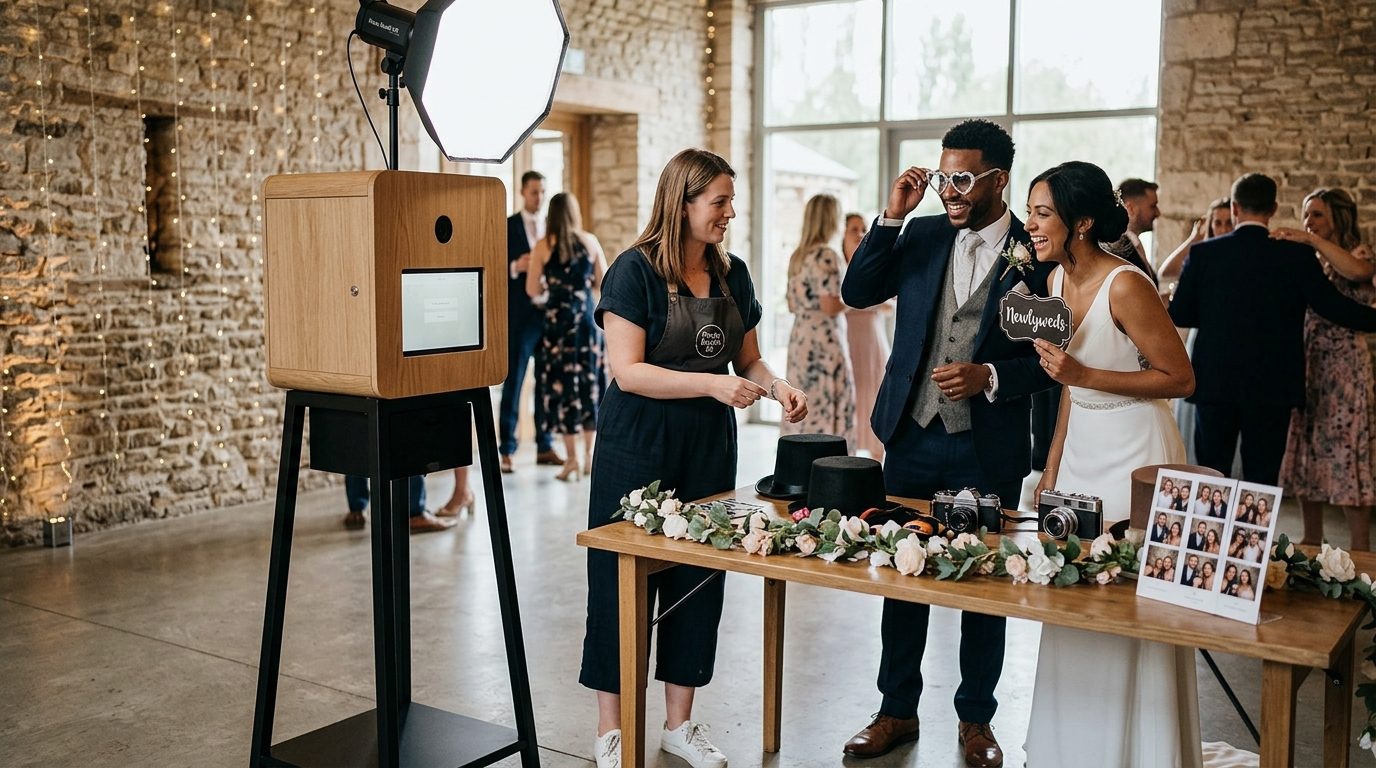 Costs at a glance for Wedding Photo Booth UK 2026: Costs, Types & Best Ideas
