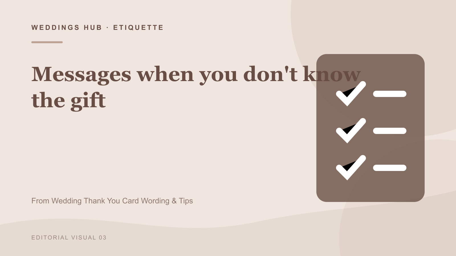 Illustrated guide to Messages when you don't know the gift in Wedding Thank You Card Wording & Tips