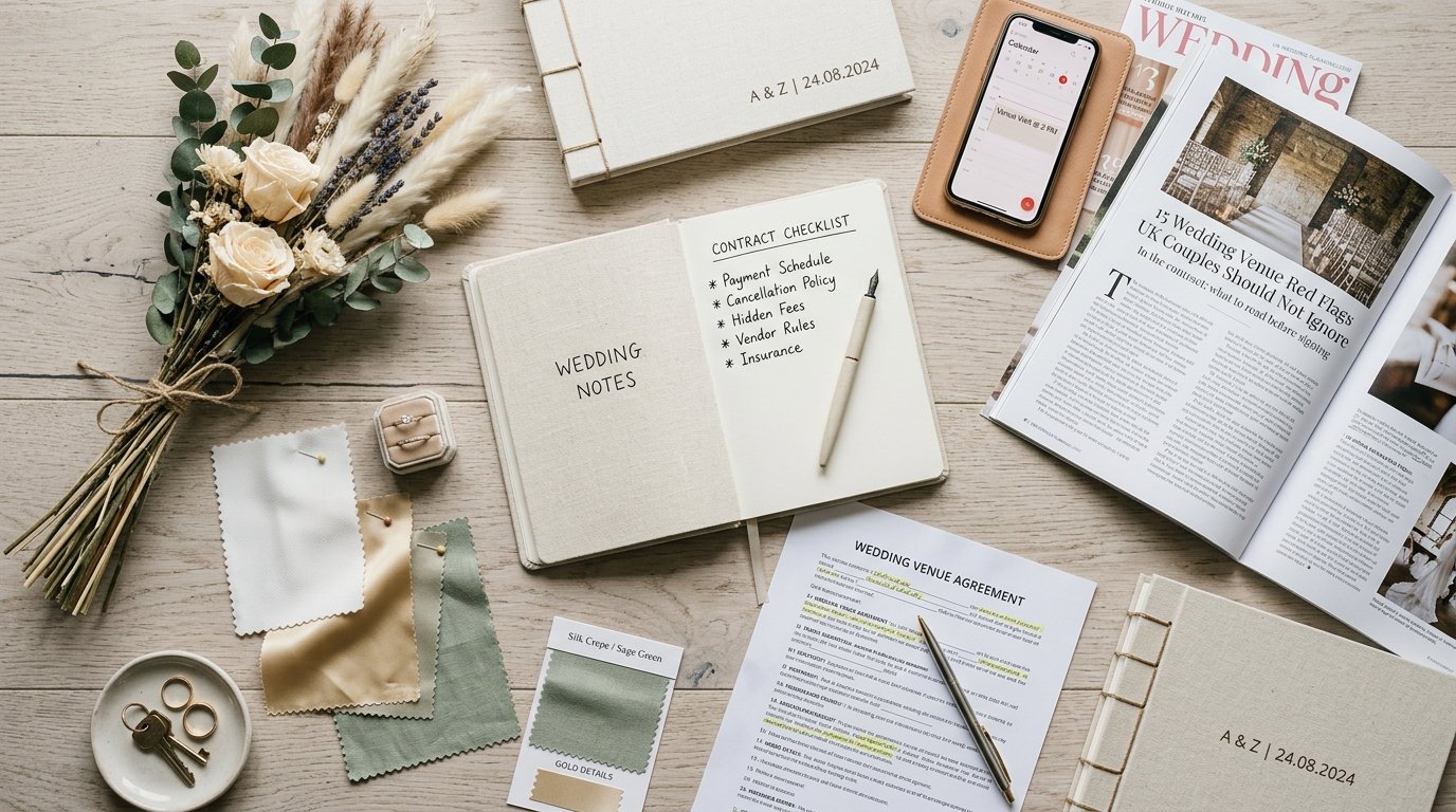 15 Wedding Venue Red Flags UK Couples Should Not Ignore — In the contract: what to read before signing, editorial photography for Weddings Hub