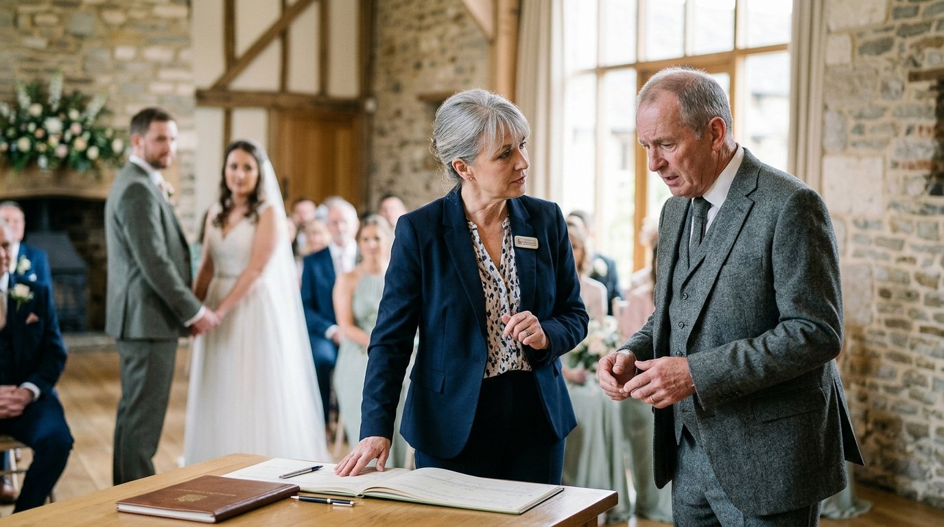What Happens If Someone Objects at a UK Wedding? — What the registrar does when an objection is raised, editorial photography for Weddings Hub